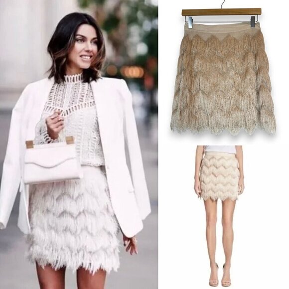 Ella Moss Champagne Fringe Mini Skirt Size 2 NWT $158 MSRP Flapper Party Skirt - Picture 2 of 13